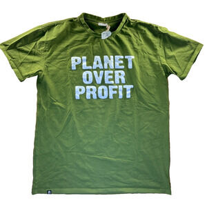 8 Billion Trees 'Planet Over Profit' Green Shirt, Organic Cotton Size XL